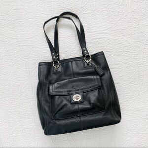 Coach Penelope Pebble Black Leather Tote Bag